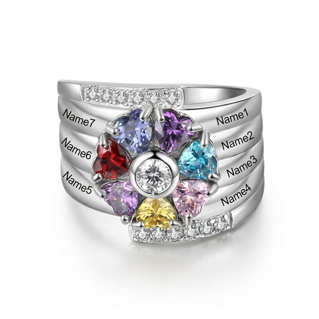 Personalized Sterling Silver Family Birthstone Ring