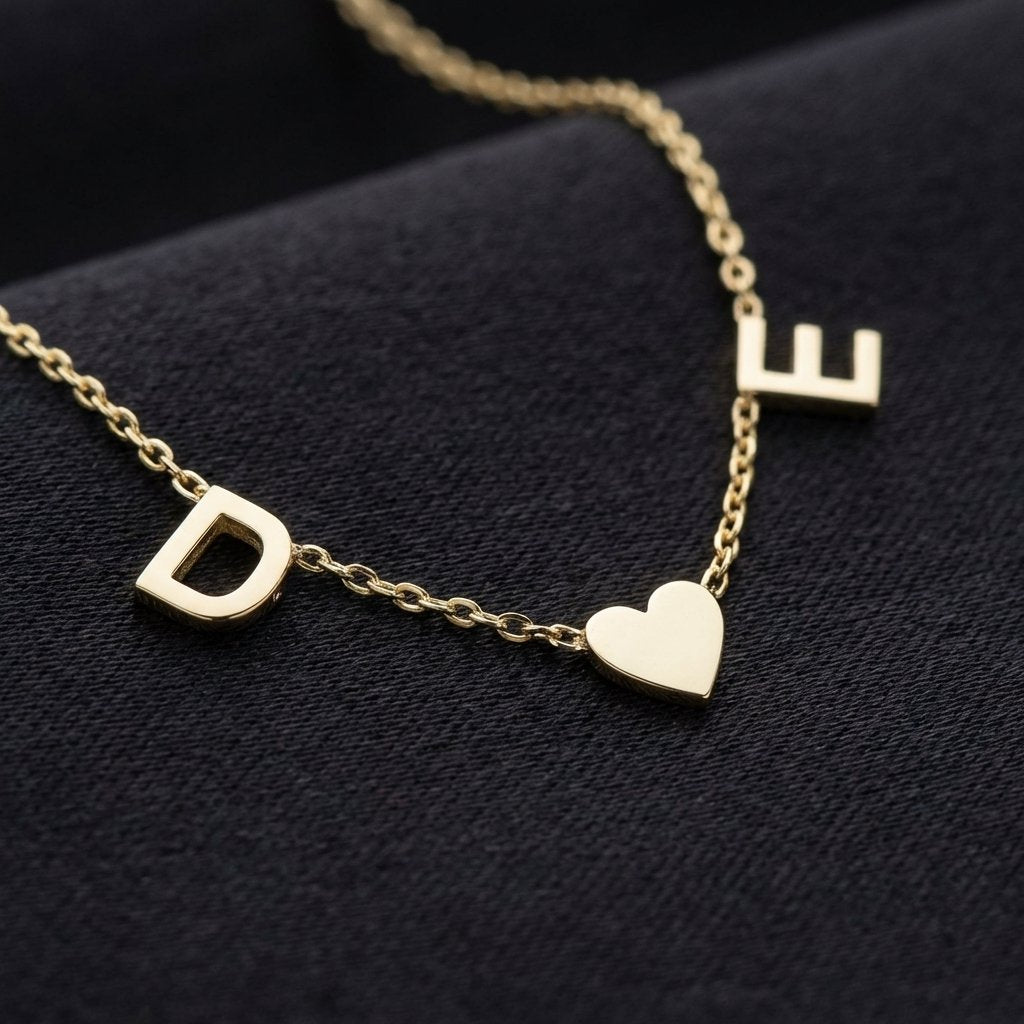 14k Solid Gold Sideways Initial Necklace - iMade4U