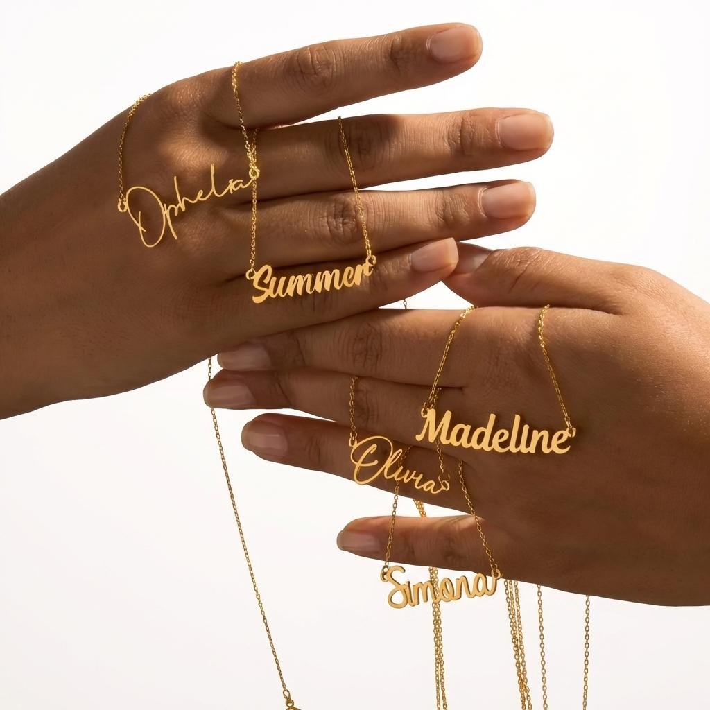 Dainty Personalized Name Necklace - 18K Gold Plated Gift