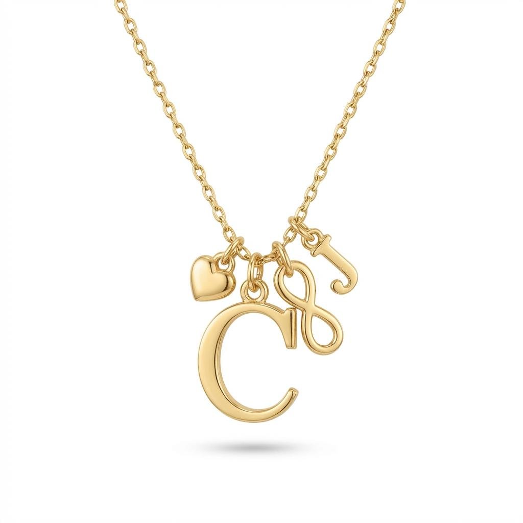 14k Solid Gold Sideways Initial Necklace - iMade4U