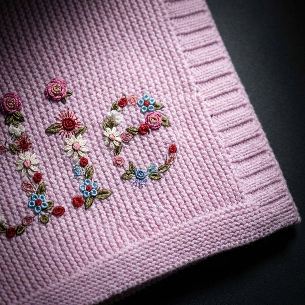 Personalized Floral Embroidered Baby Blanket | 100% Cotton