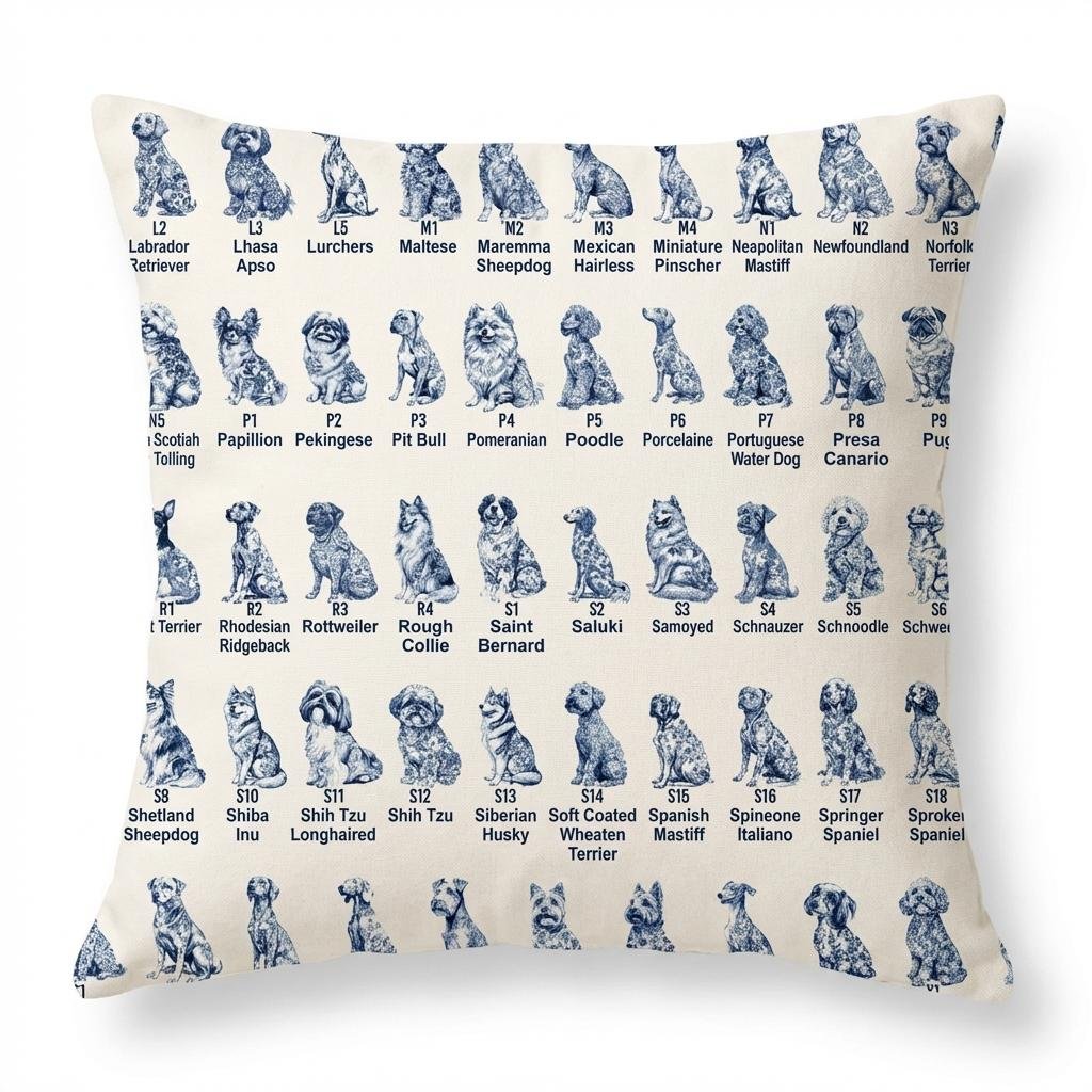 Personalized Dog Toile De Jouy Chinoiserie Pillow