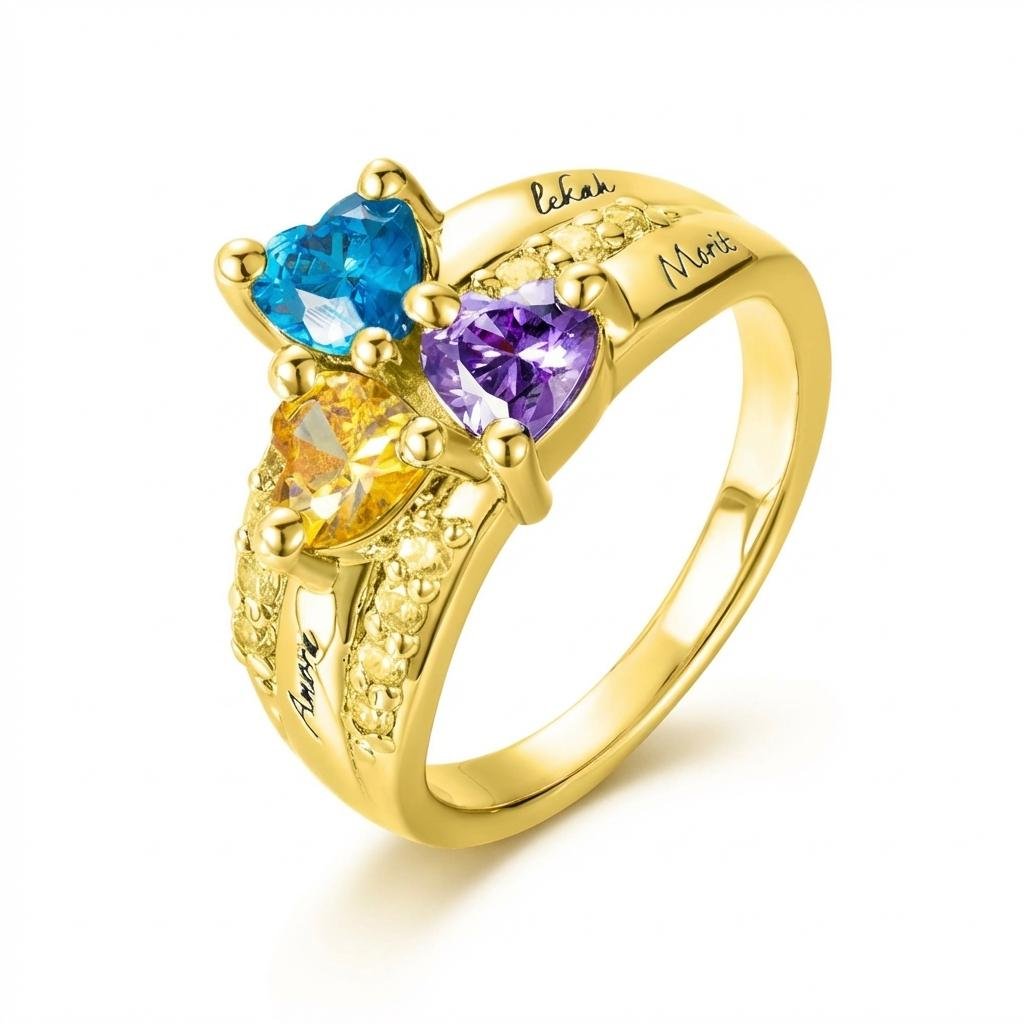 Personalized Heart Birthstone Name Ring | iMade4U