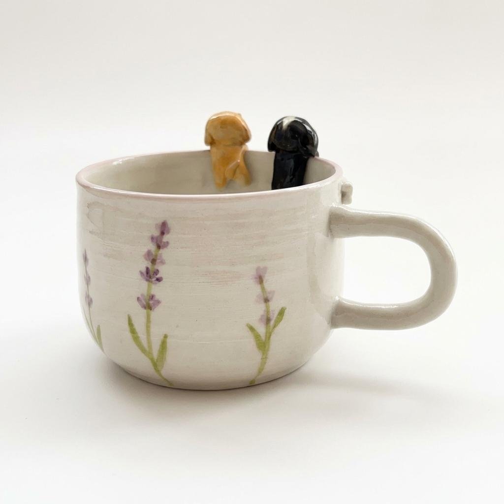Artisan Custom Pet Peekaboo Mug - Hand-Sculpted Ceramic