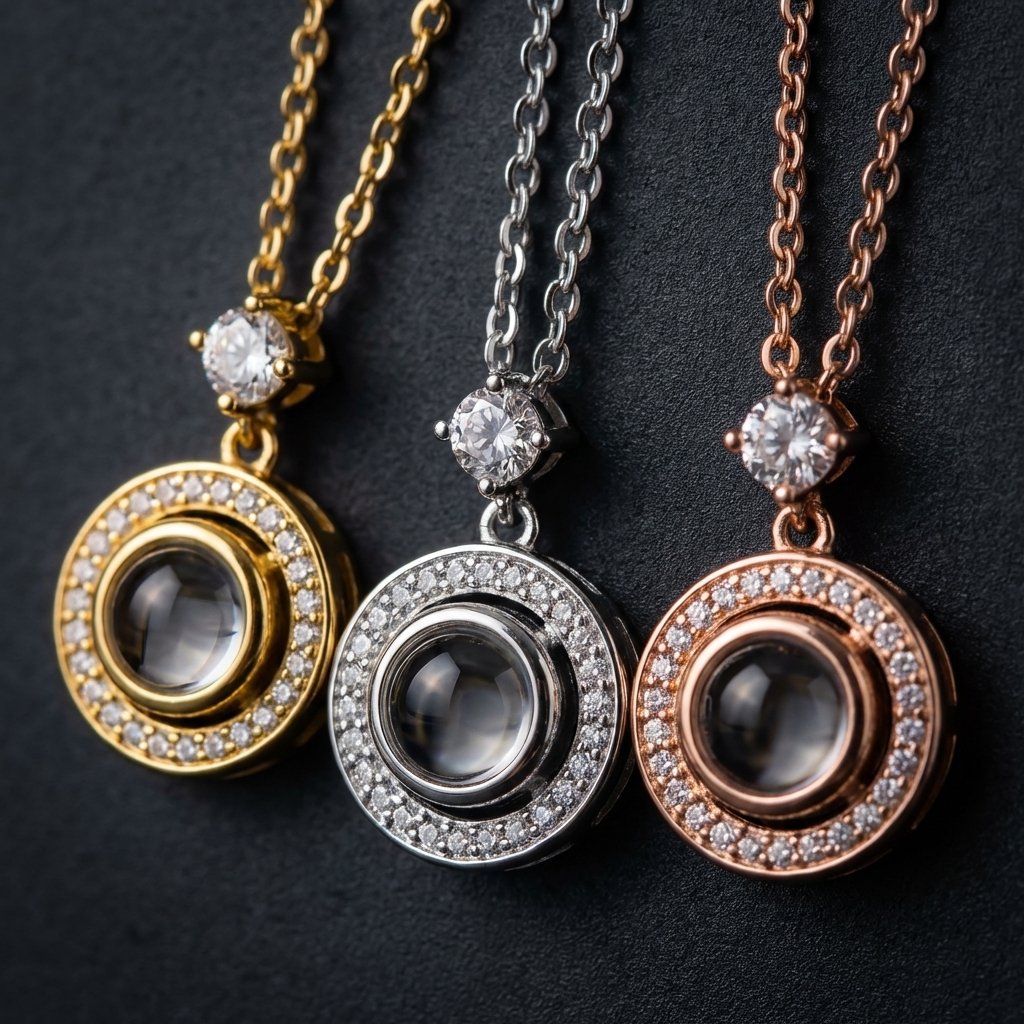 Personalized Round Photo Projection Necklace for Her