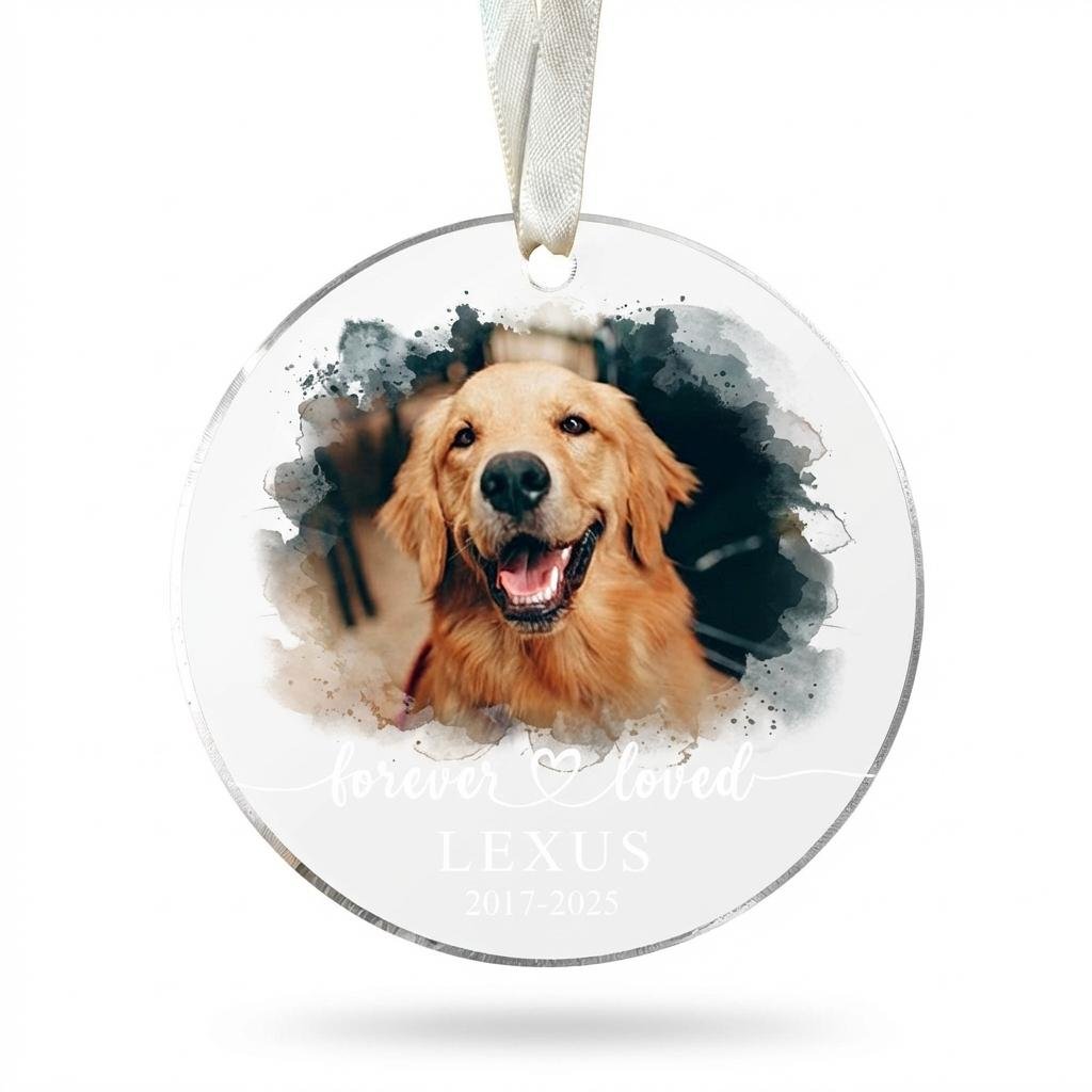 Personalized Pet Memorial Photo Ornament Dog Sympathy Gift