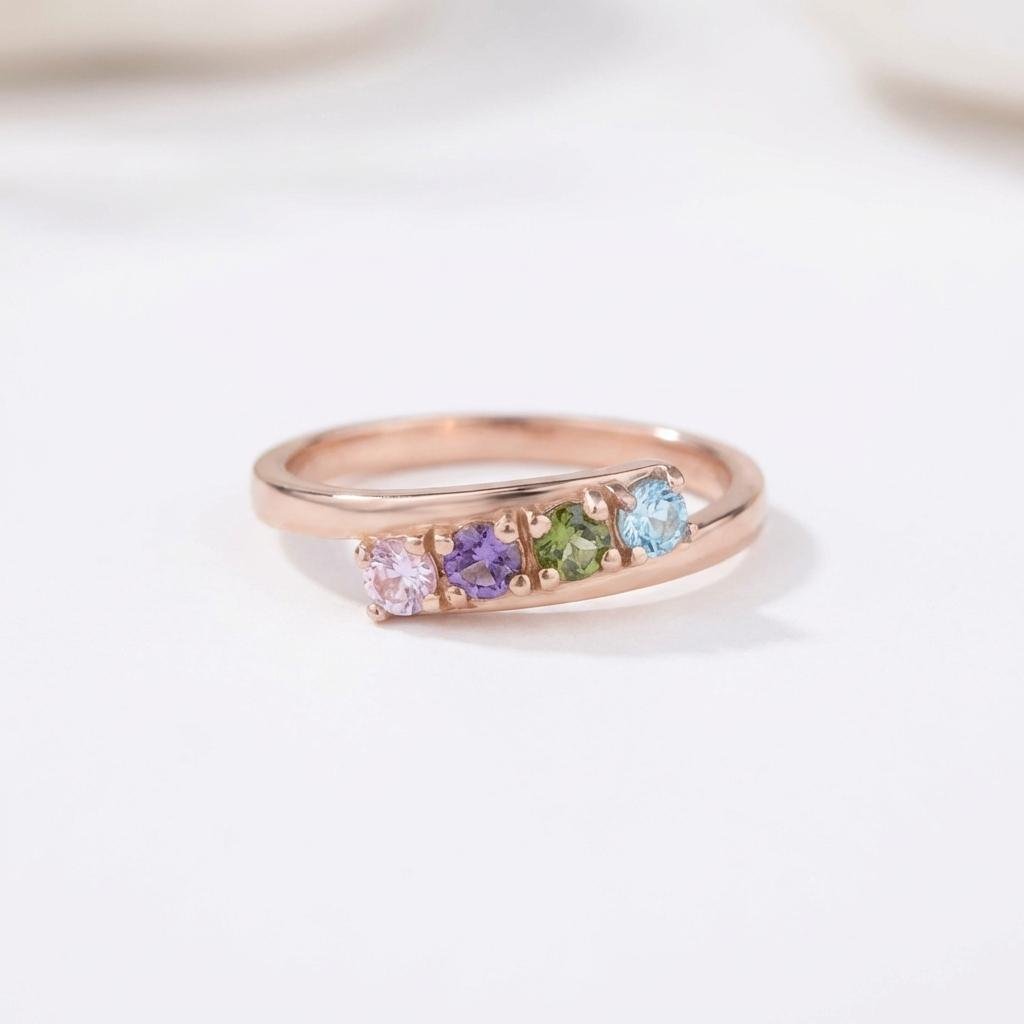 Personalized Family Birthstone Ring - 925 Sterling Silver