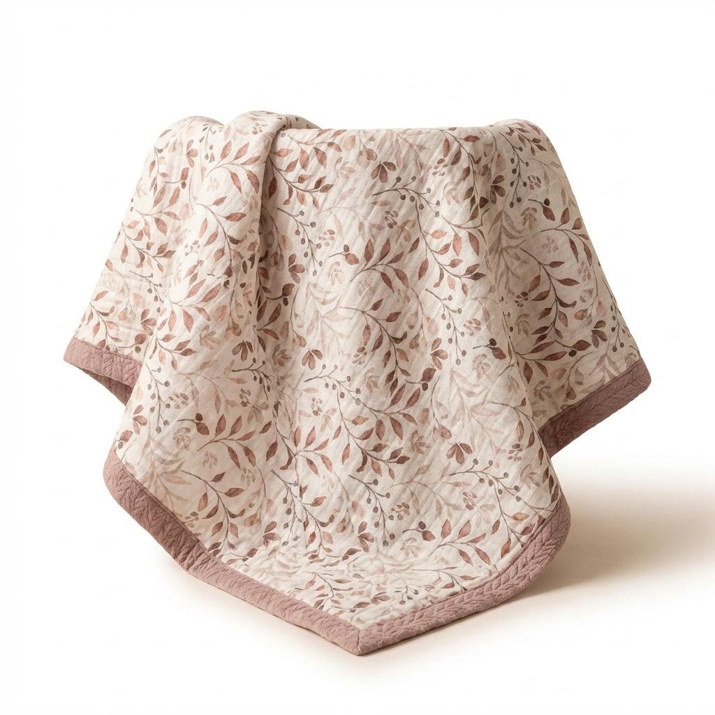 Personalized Organic Muslin & Waffle Baby Blanket