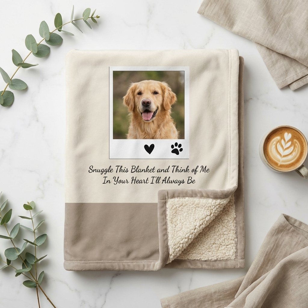Personalized Dog Memorial Photo Blanket - Pet Loss Gift