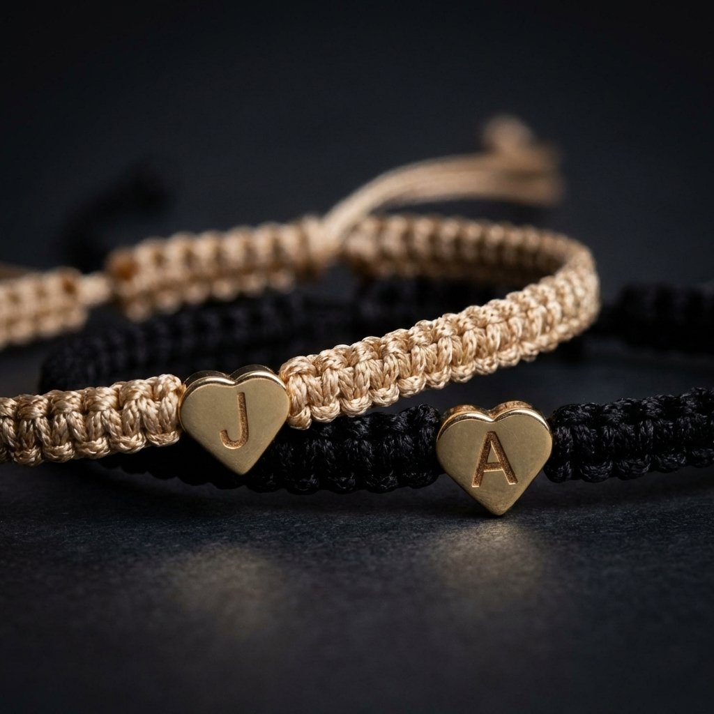 Personalized Initial Heart Matching Bracelets for Couples