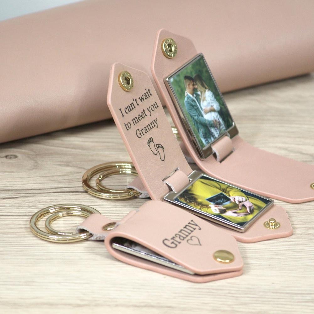 Artisan Hidden Photo Personalized Leather Keychain