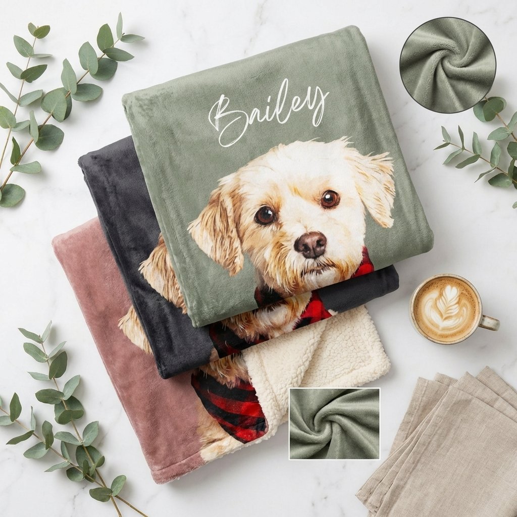 Custom Pet Photo Memorial Blanket | Dog & Cat Sympathy Gift