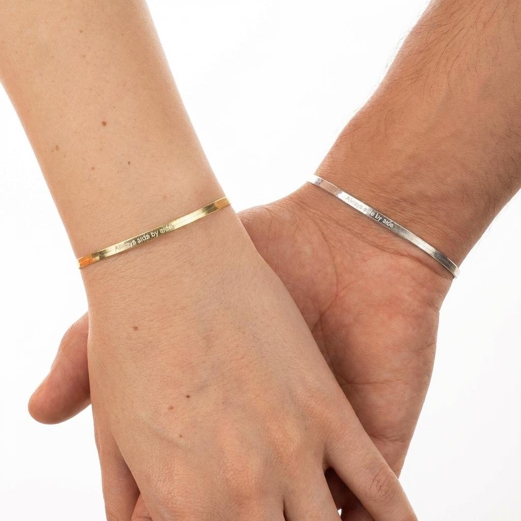 Custom 925 Sterling Silver Couple Bracelet Set - Engraved