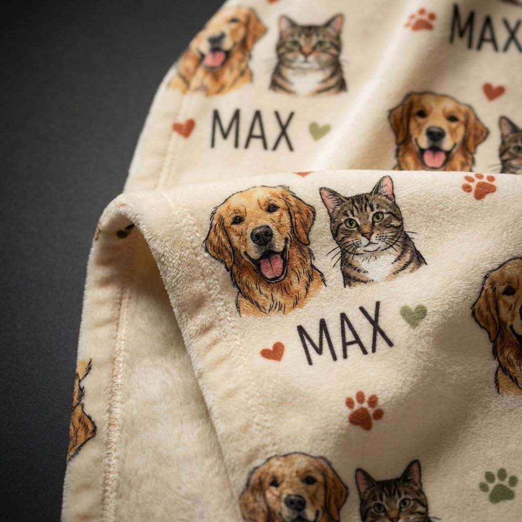 Personalized Pet Photo Blanket | Custom Dog & Cat Portrait