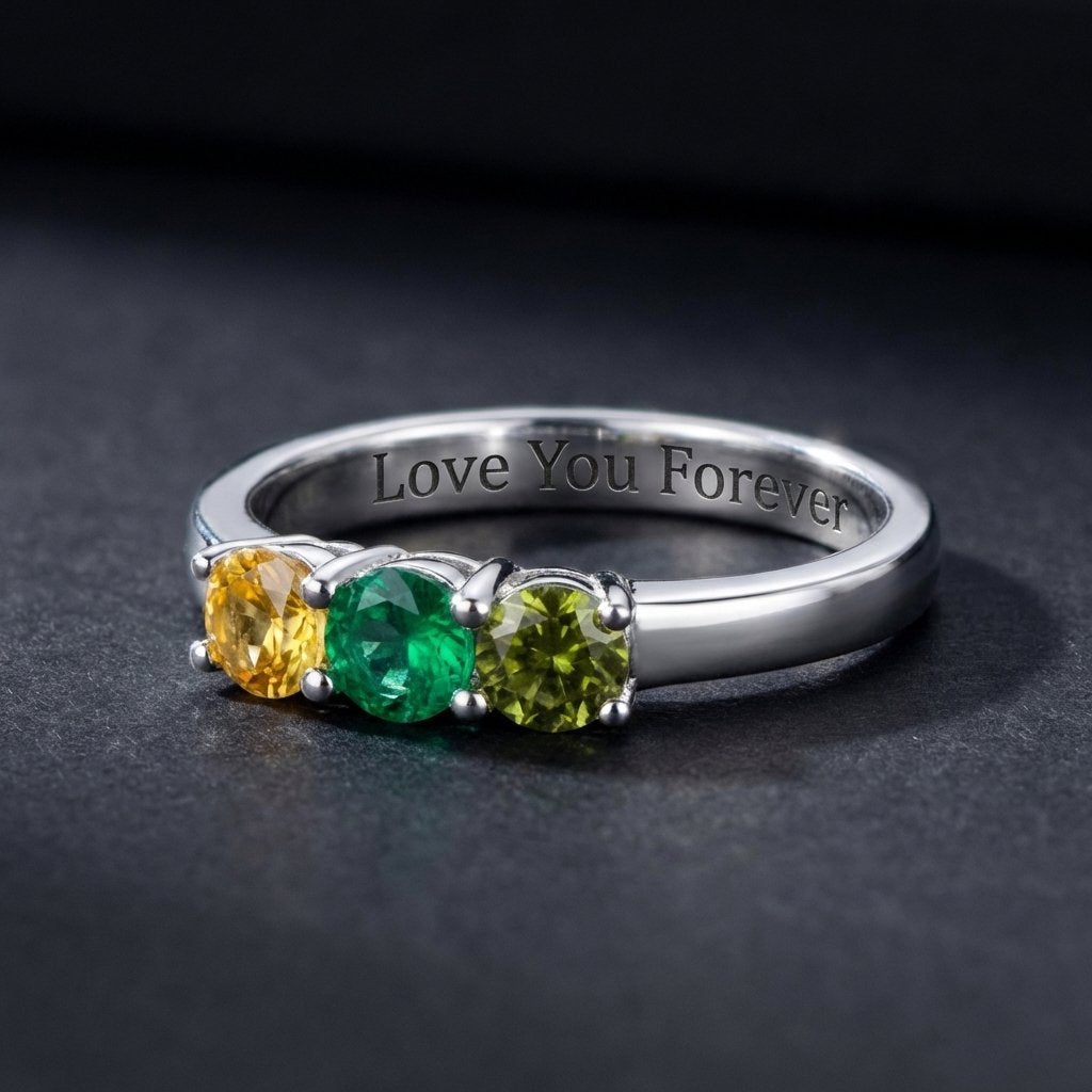 Custom Birthstone Ring for Mom | Personalized Sterling Silver