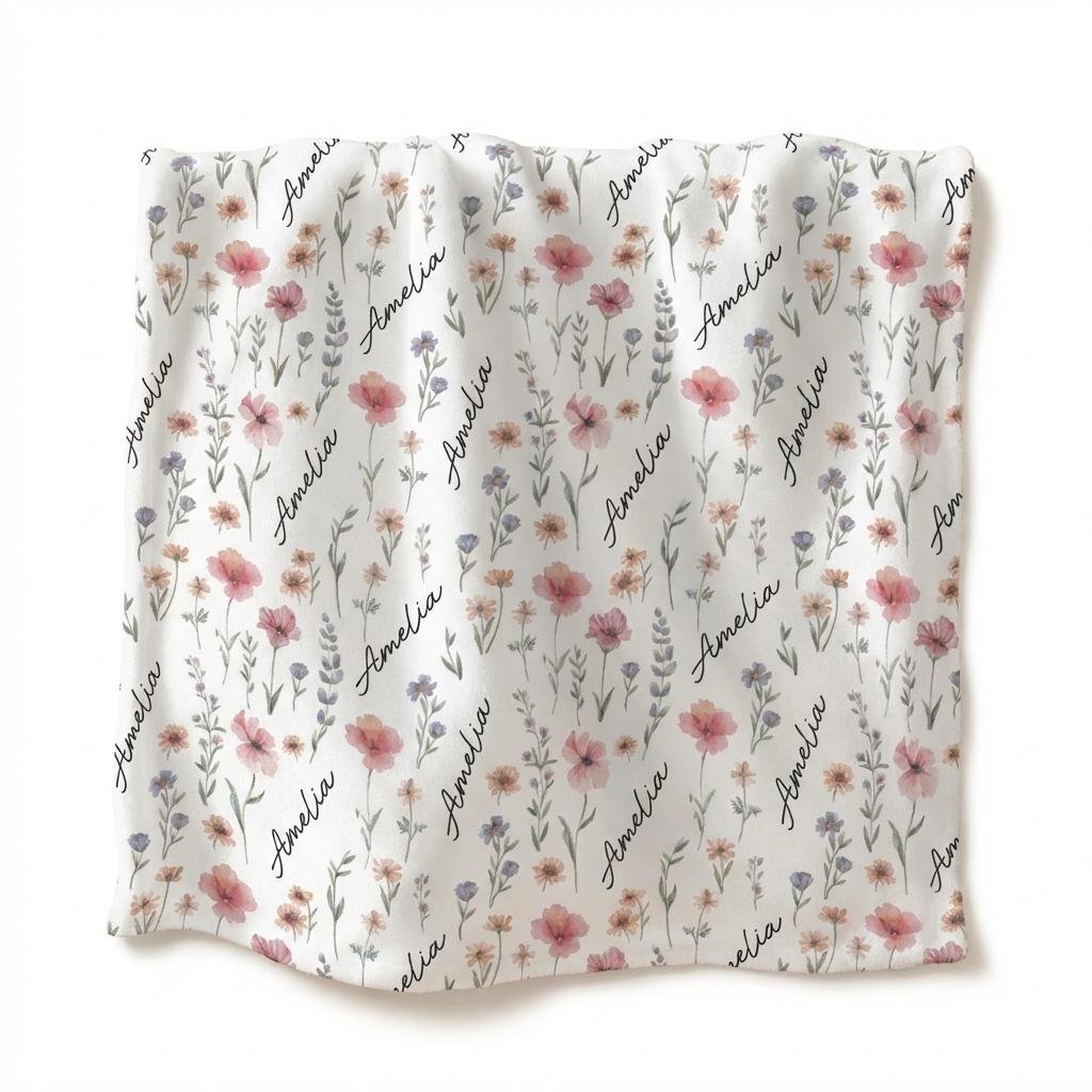 Soft Personalized Wildflower Baby Blanket
