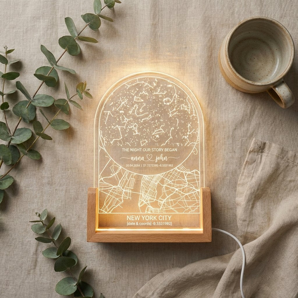 Personalized Star Map Night Light - Custom Celestial Lamp