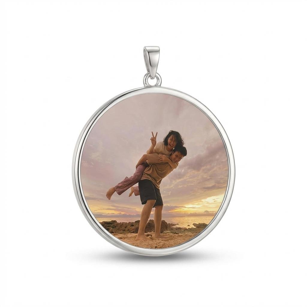Custom Photo Projection Necklace with Initial Charm