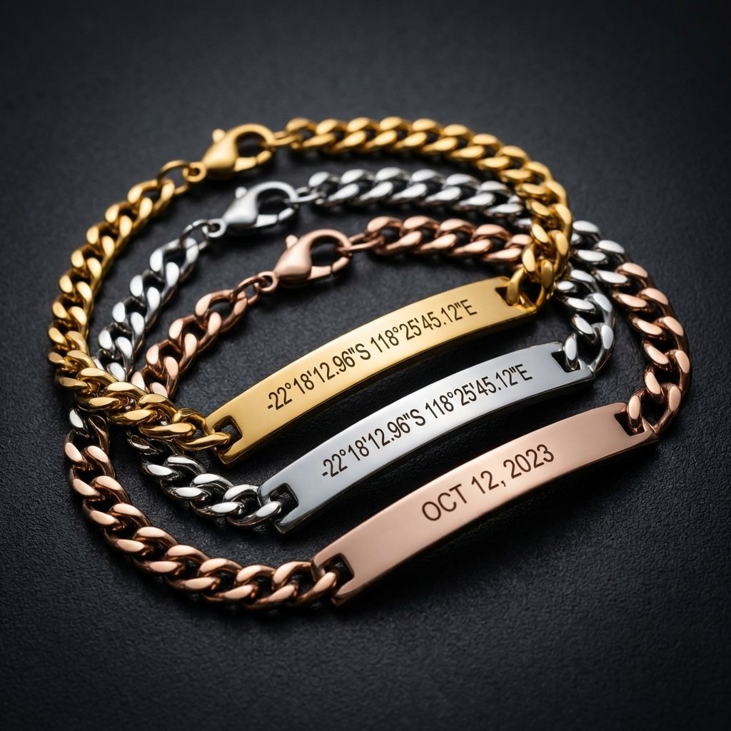 Custom Engraved Matching Couples Bracelets