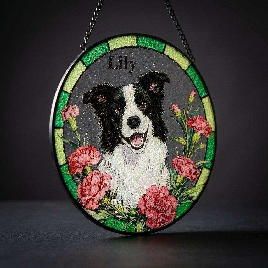 Custom Pet Portrait Stained Glass Suncatcher & Ornament