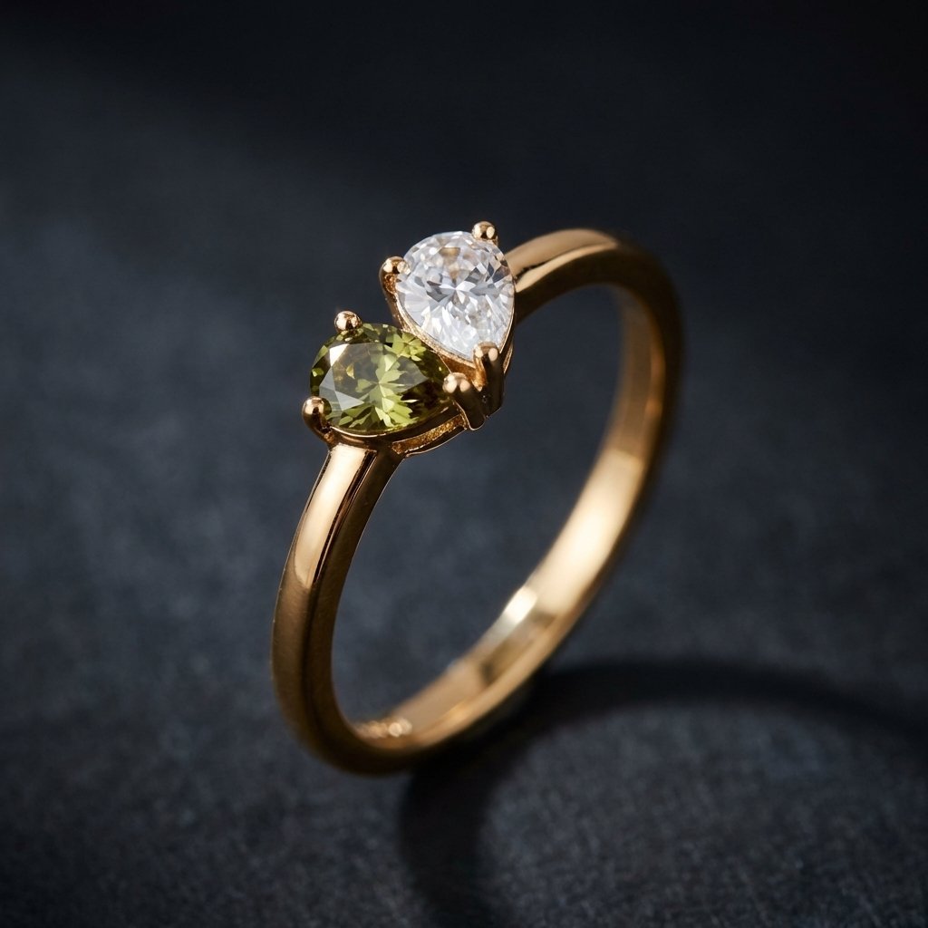 Personalized Double Heart Birthstone Ring