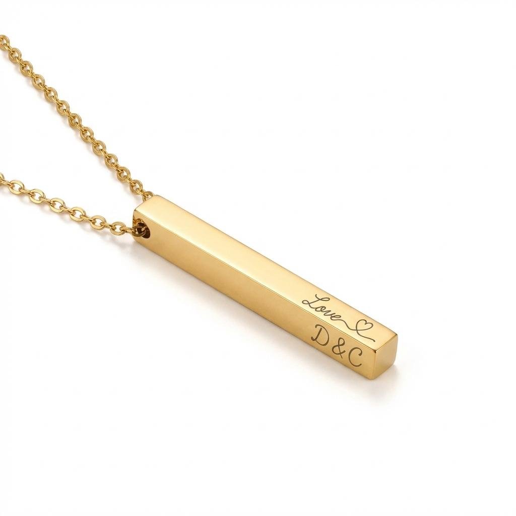 Elegant Personalized 4-Sided Vertical Bar Necklace
