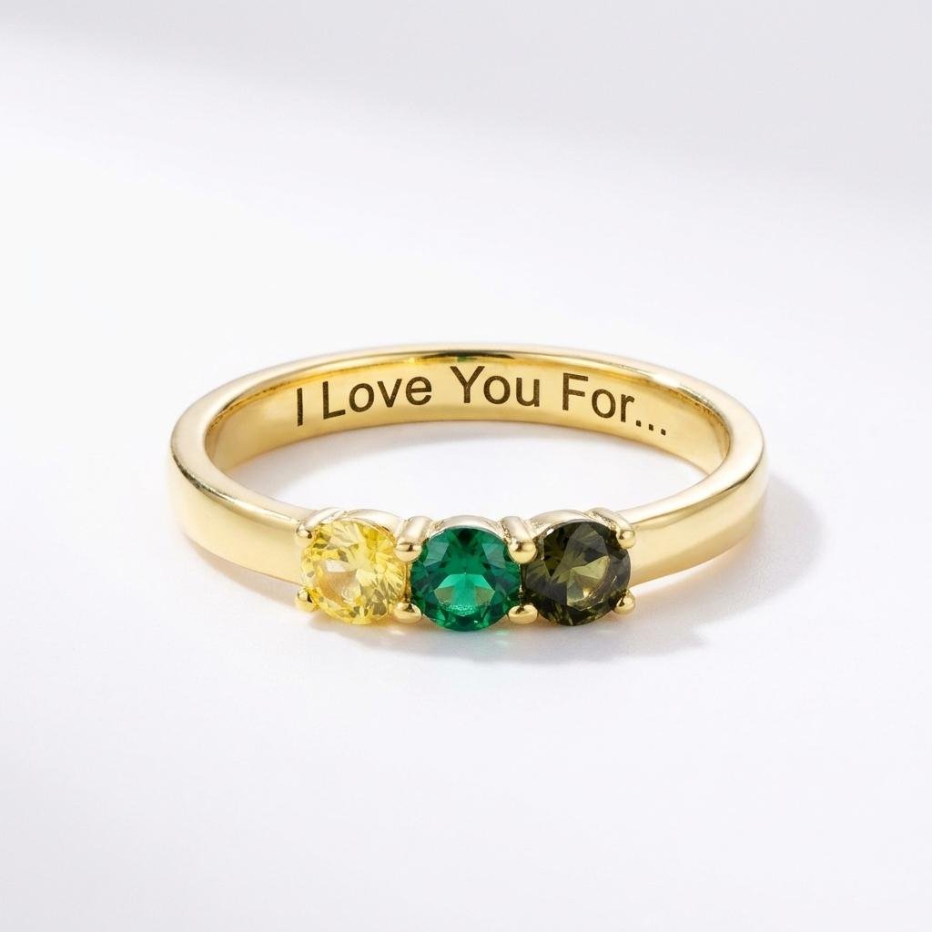 Custom Birthstone Ring for Mom | Personalized Sterling Silver
