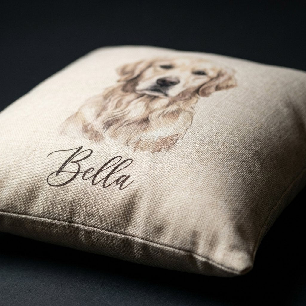 Personalized Watercolor Pet Portrait Pillow | Custom Dog Gift