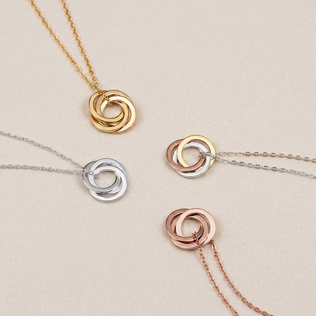 Personalized Linked Circles Family Name Necklace