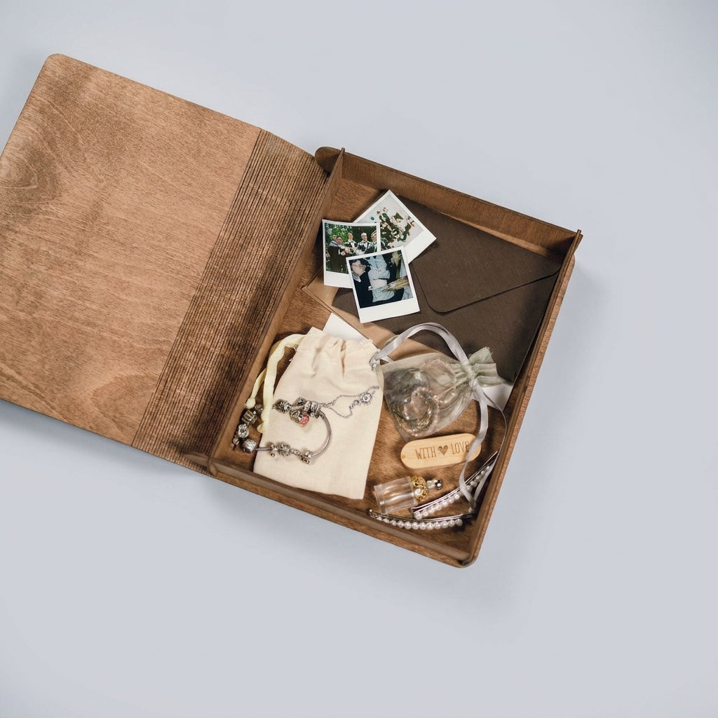 Personalized Wooden Keepsake Memory Box for Couples