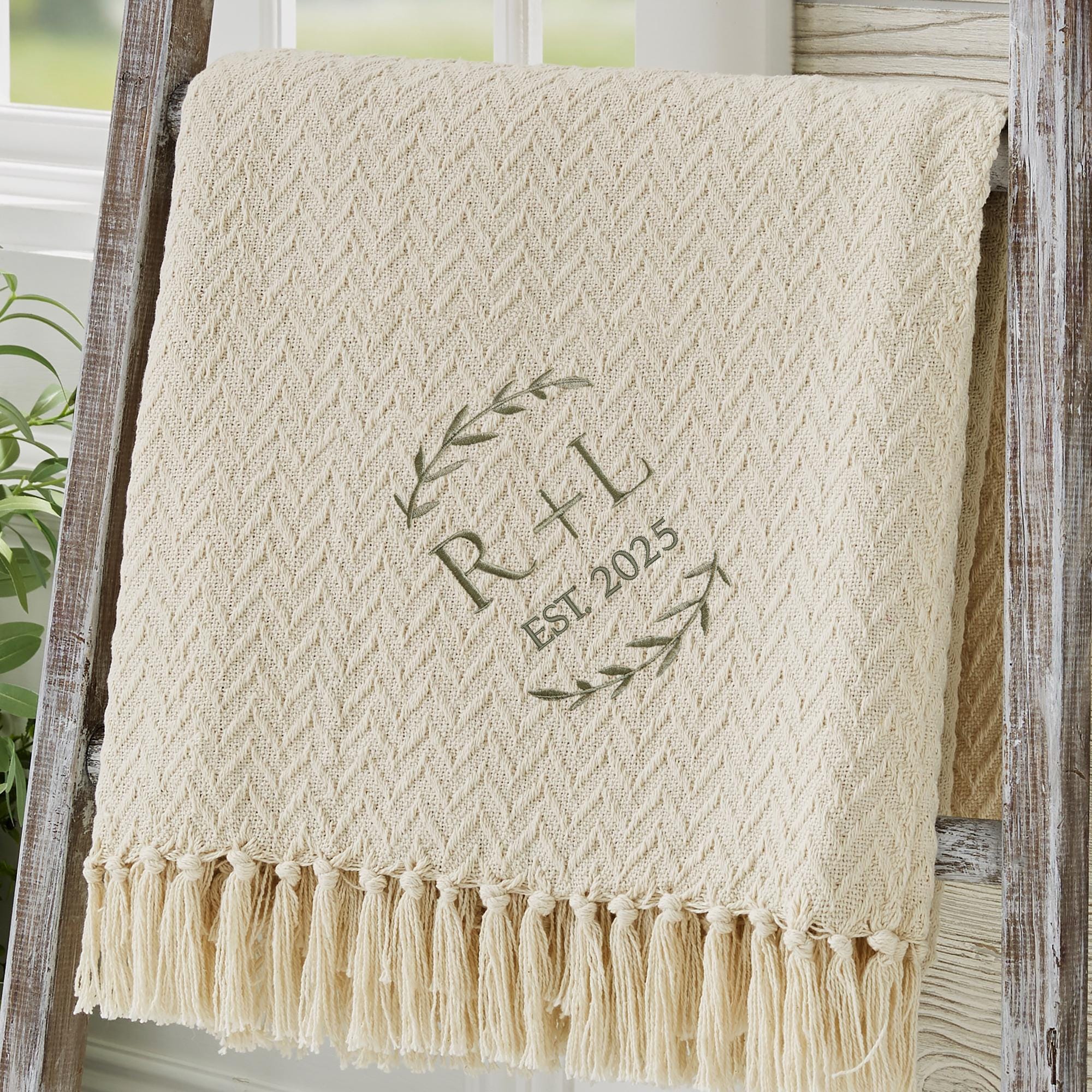 Personalized Embroidered Wedding Afghan Blanket