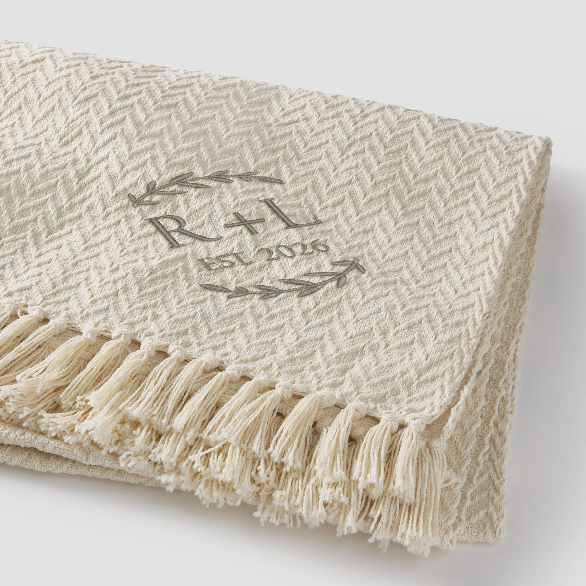 Personalized Embroidered Wedding Afghan Blanket