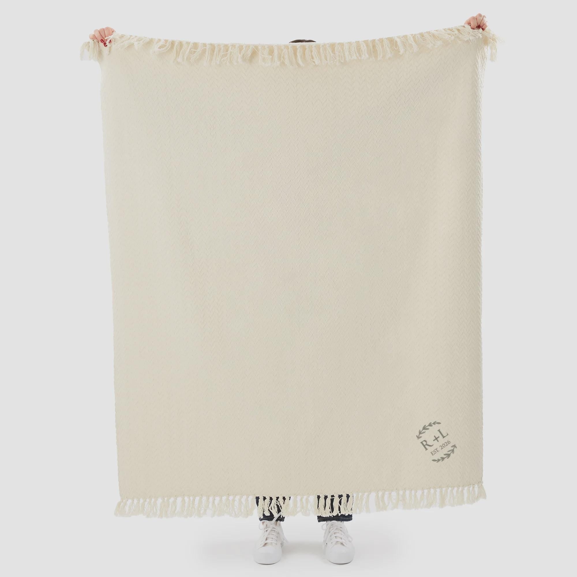 Personalized Embroidered Wedding Afghan Blanket