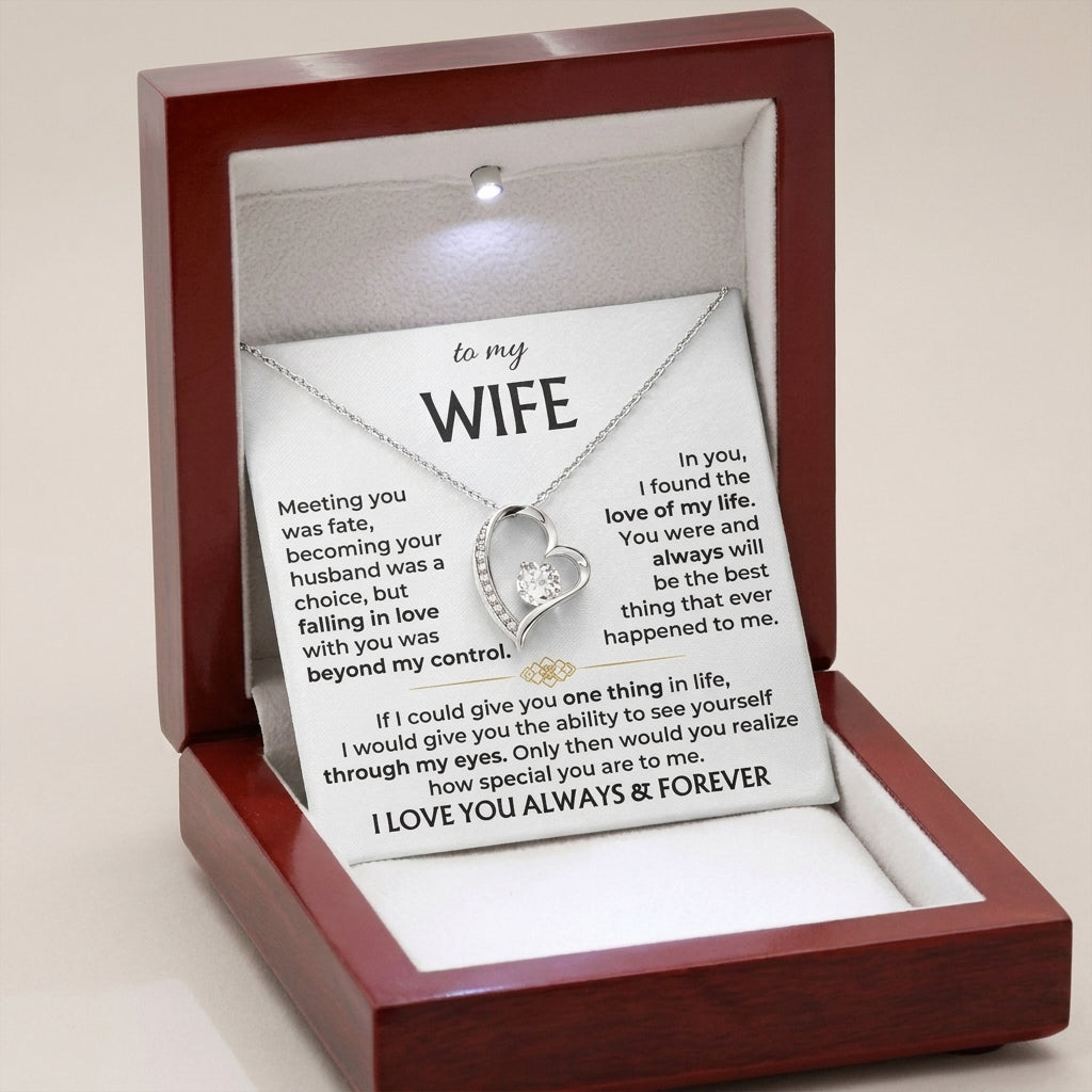 To My Wife Forever Love Necklace with Heartfelt Message Card