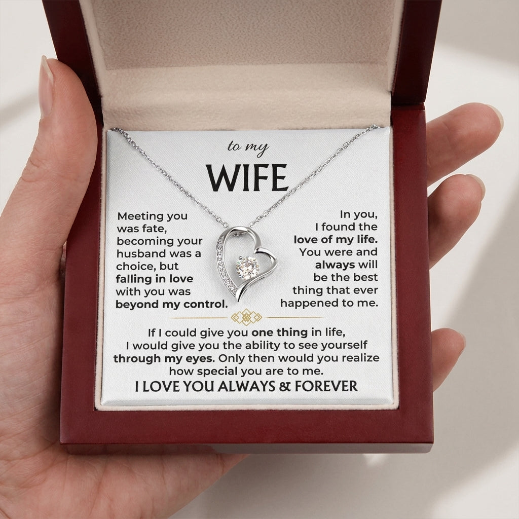 To My Wife Forever Love Necklace with Heartfelt Message Card