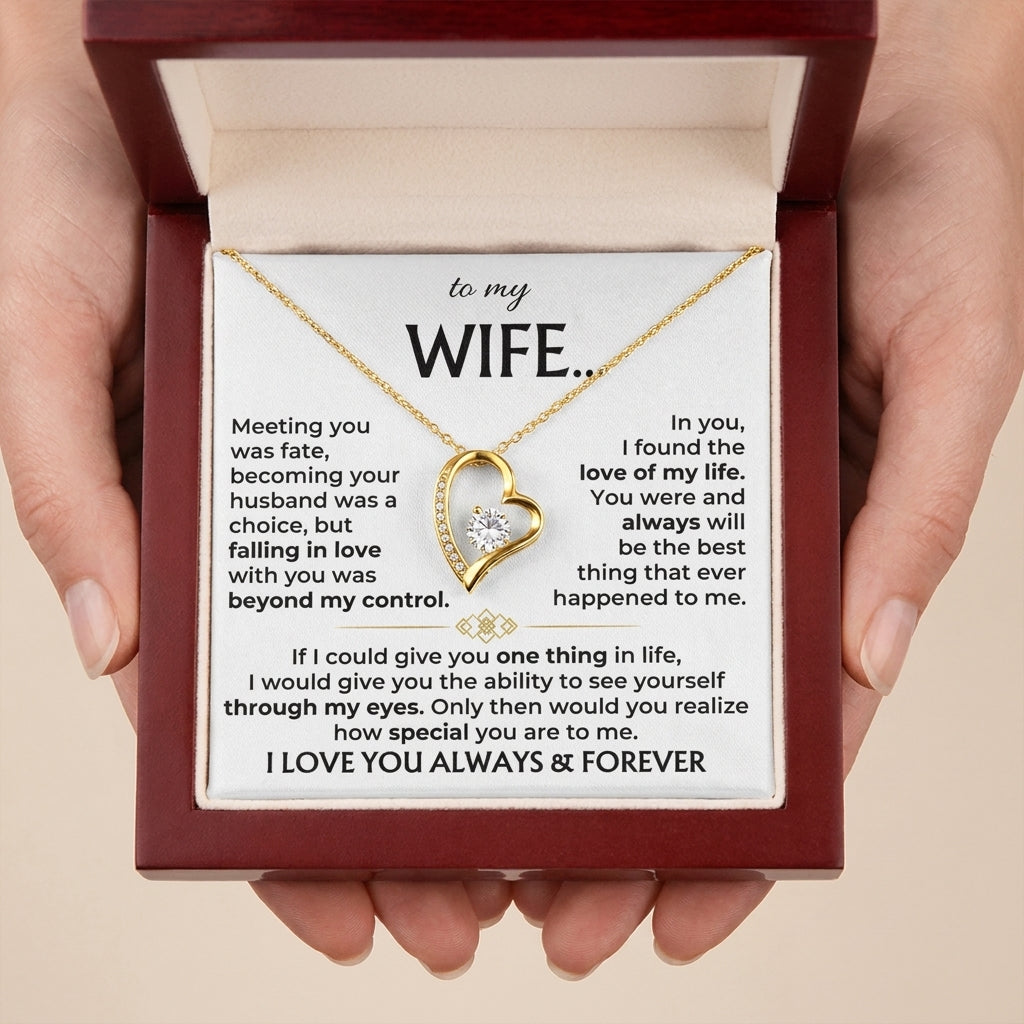 To My Wife Forever Love Necklace with Heartfelt Message Card