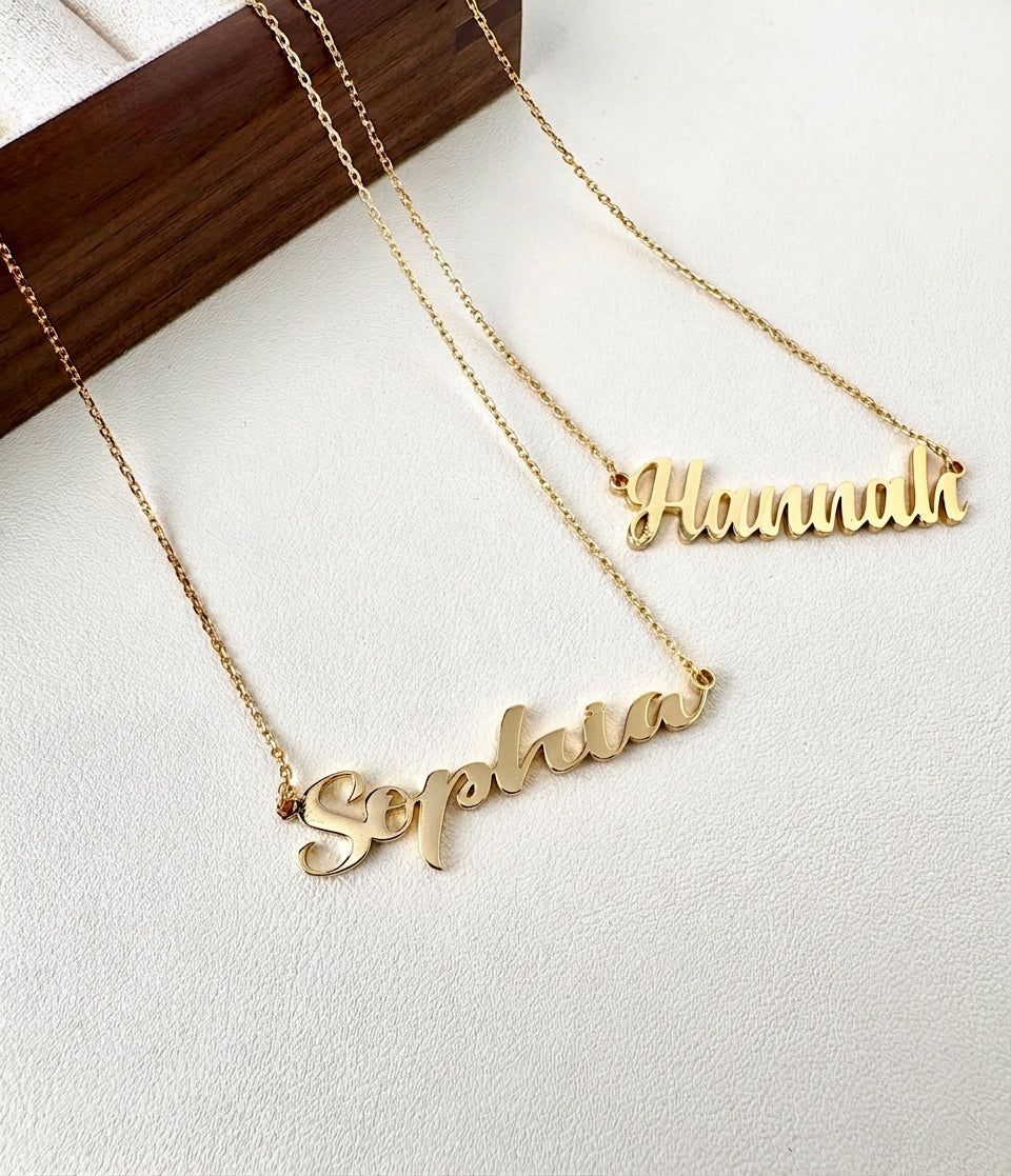 Custom Signature Name Necklace: Your Name in Elegant Gold or Silver