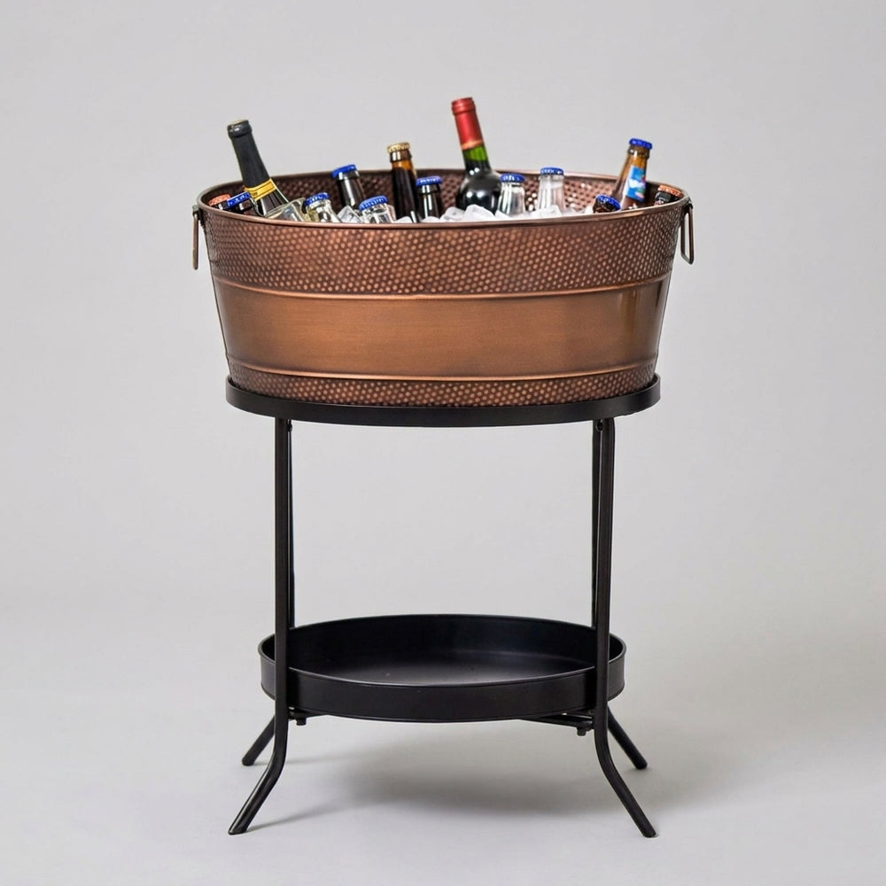 Personalized Beverage Tub with Stand for Wedding Gift for Couple, Housewarming, Bridal Shower Gift, Copper Anniversary Gifts specs