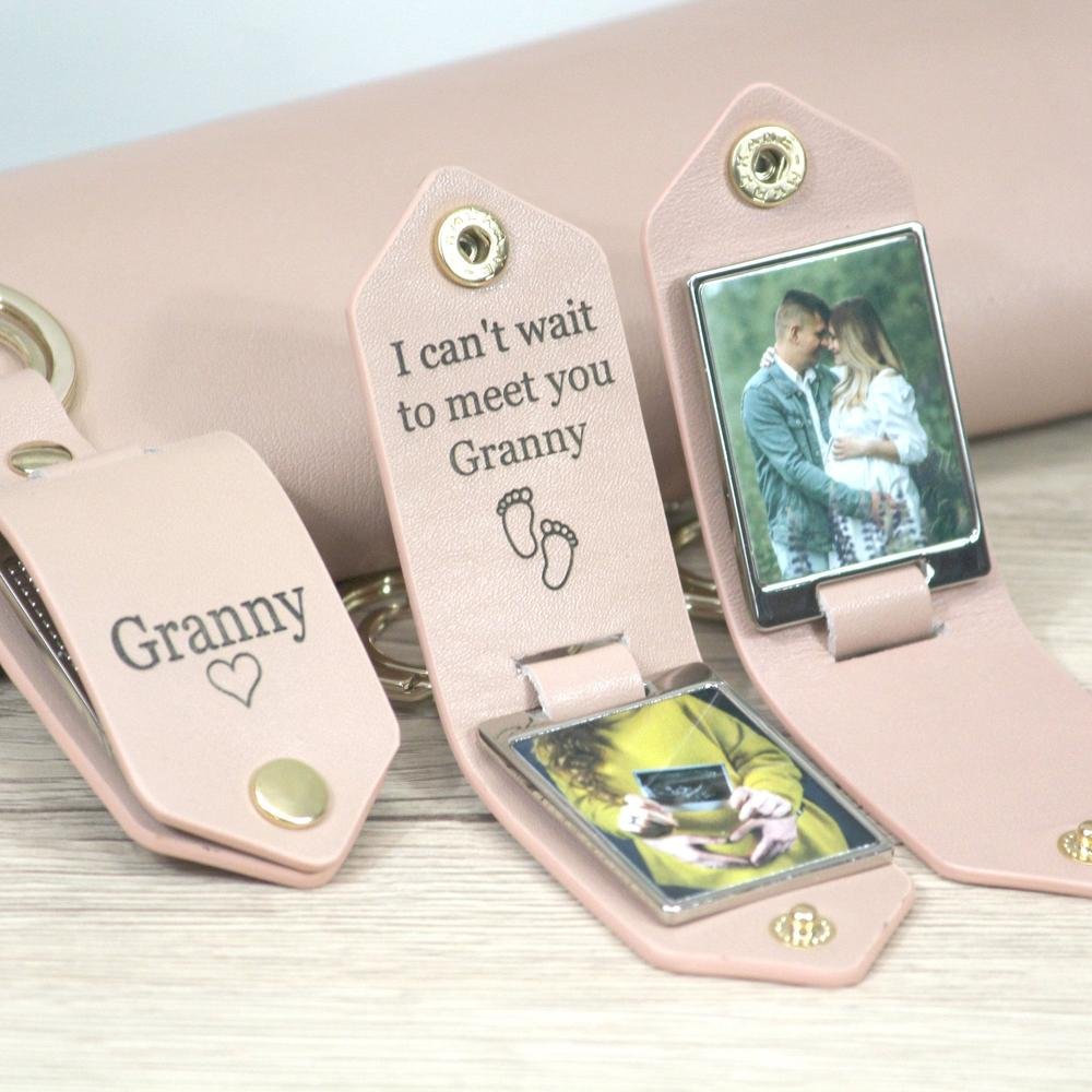 Artisan Personalized Leather Photo Keychain