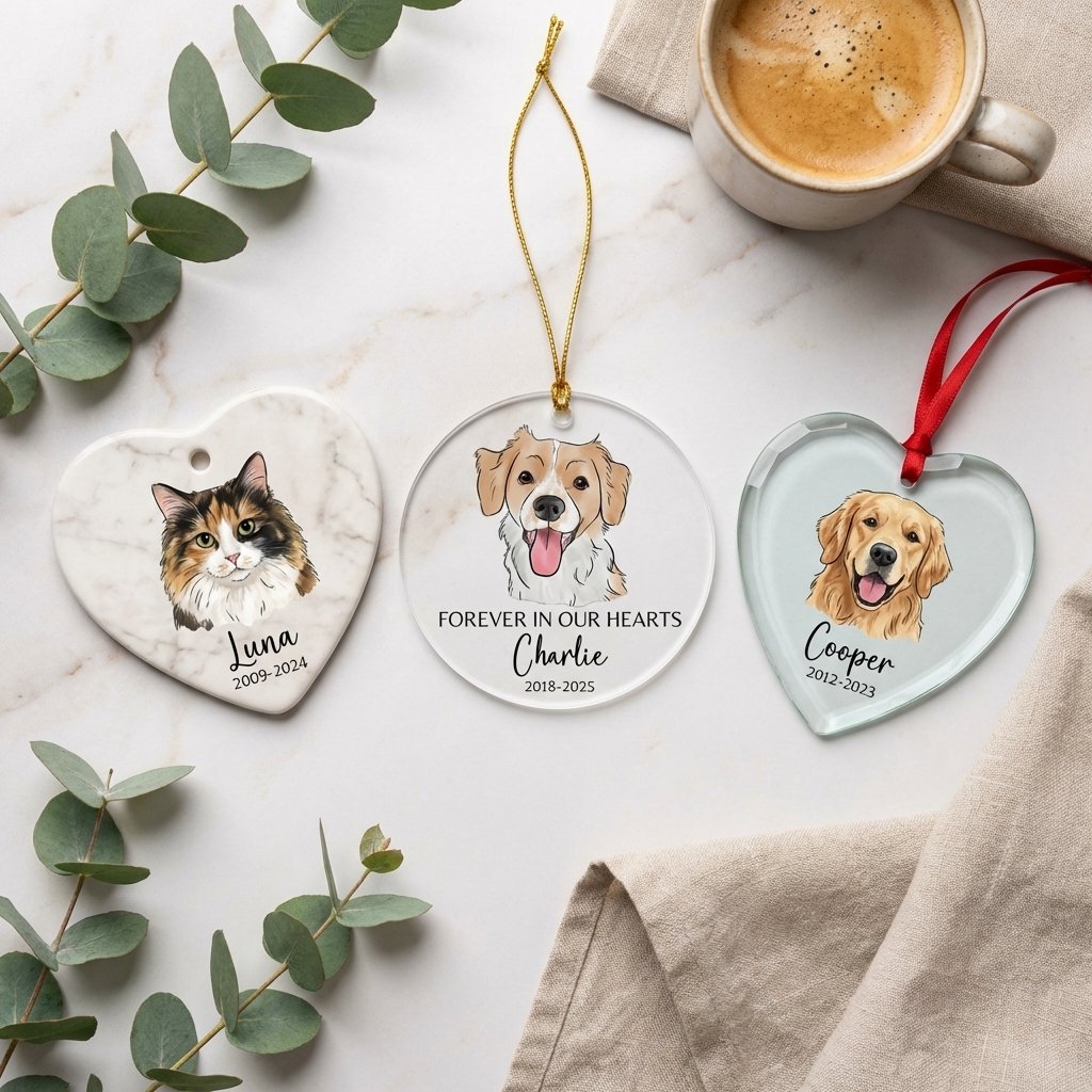 Custom Pet Memorial Ornament | Watercolor Dog Loss Gift