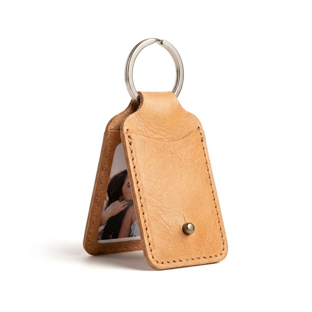 Artisan Leather Photo Keychain | Personalized Anniversary Gift