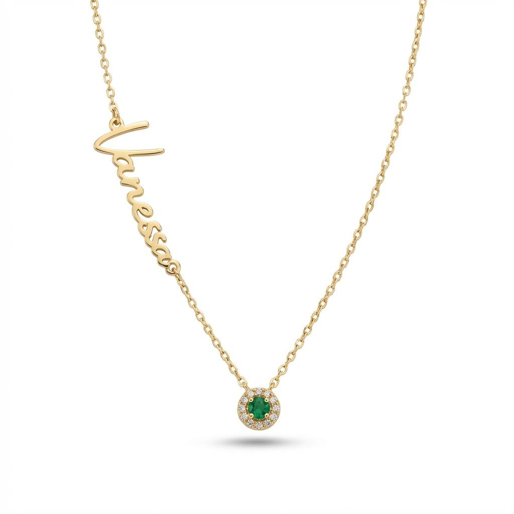 Personalized Birthstone Name Necklace - 14K Gold Jewelry