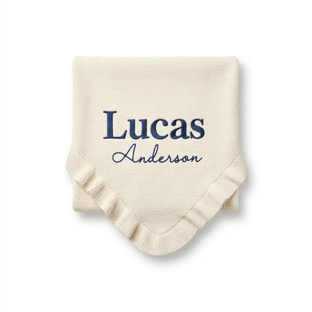 Luxurious Personalized Embroidered Baby Name Blanket