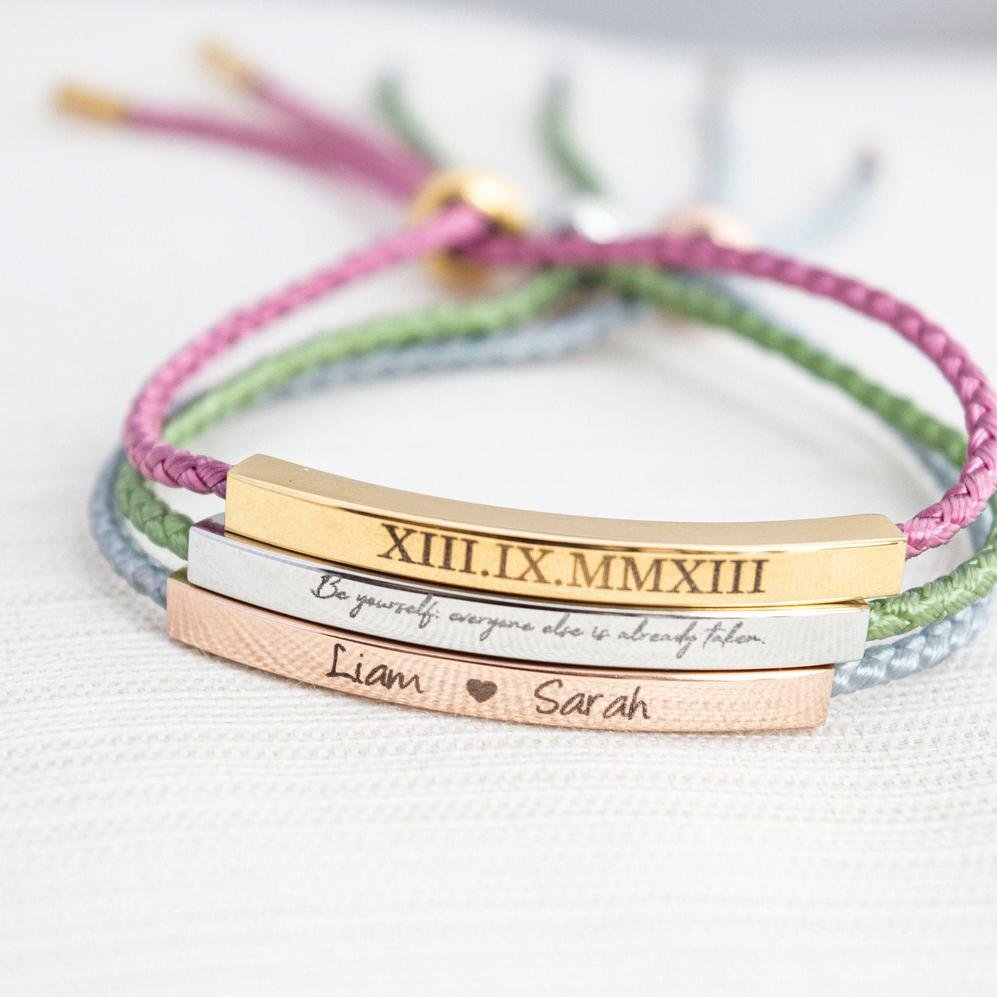 Hand-Finished Personalized Bar Bracelet