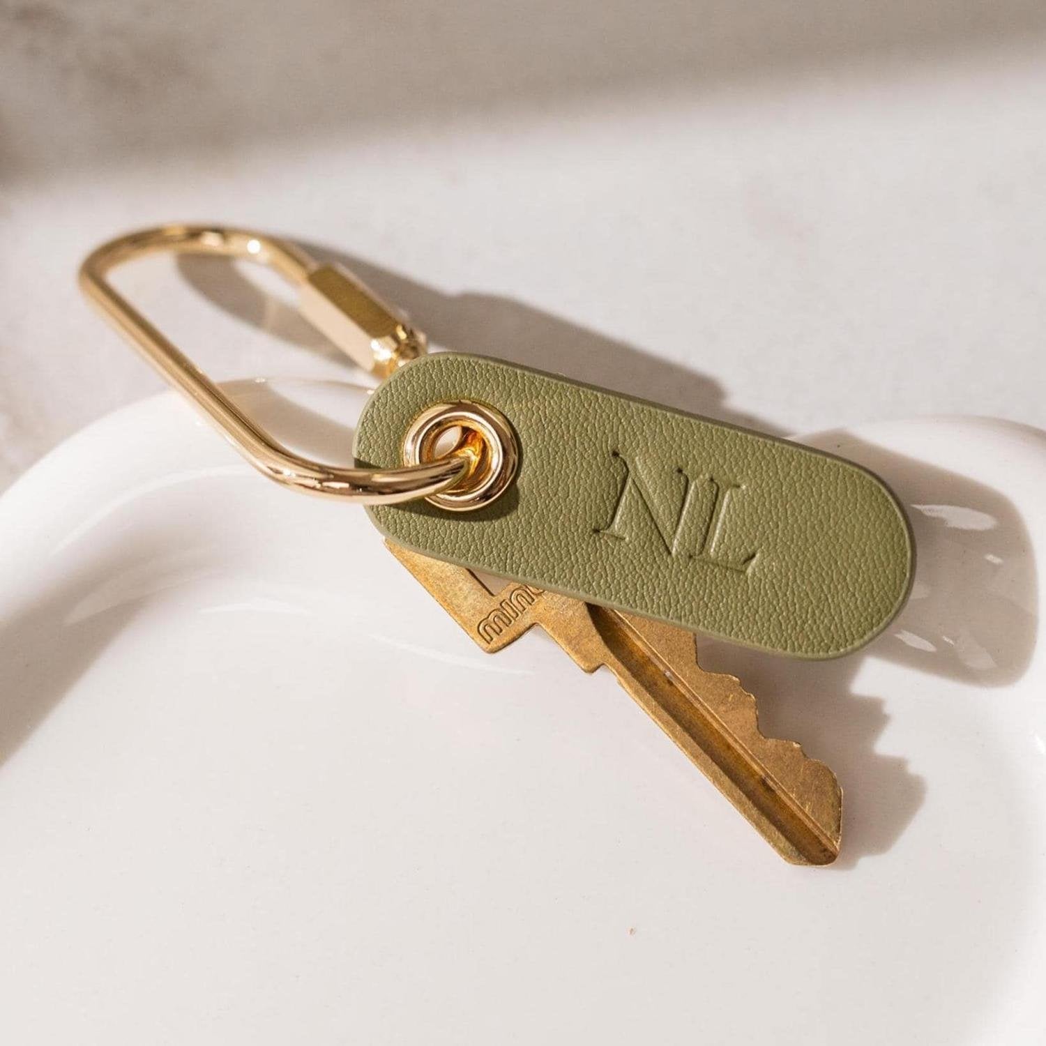 Bespoke Monogram Personalized Leather Keychain