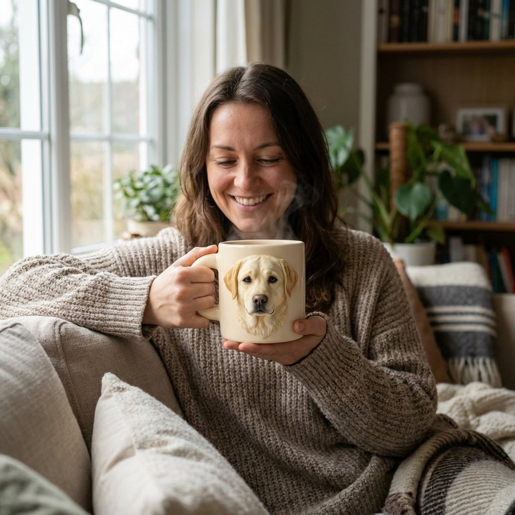 Custom 3D Hand-Sculpted Pet Portrait Ceramic Mug