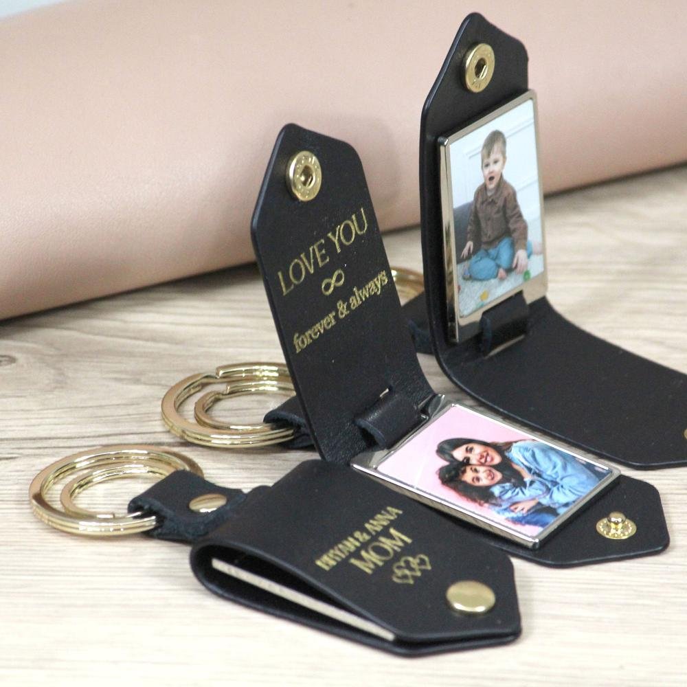 Artisan Hidden Photo Personalized Leather Keychain