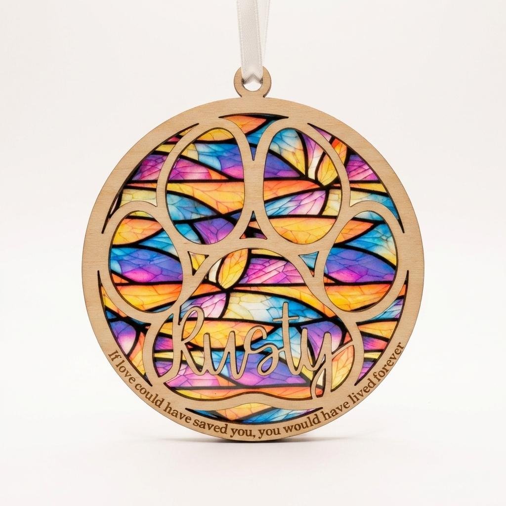 Personalized Pet Memorial Suncatcher - Rainbow Bridge Gift