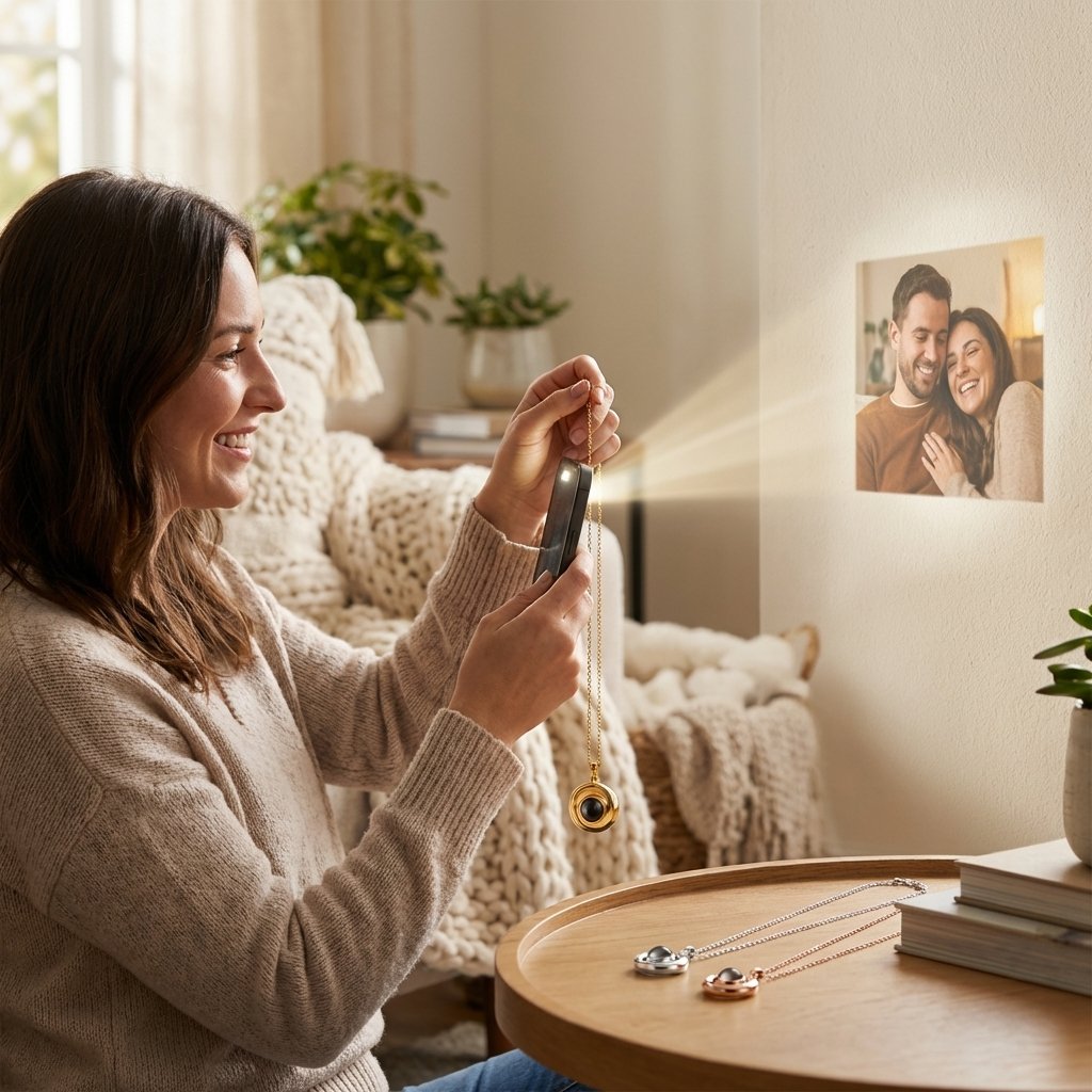 Custom Photo Projection Necklace - Personalized Memorial Gift