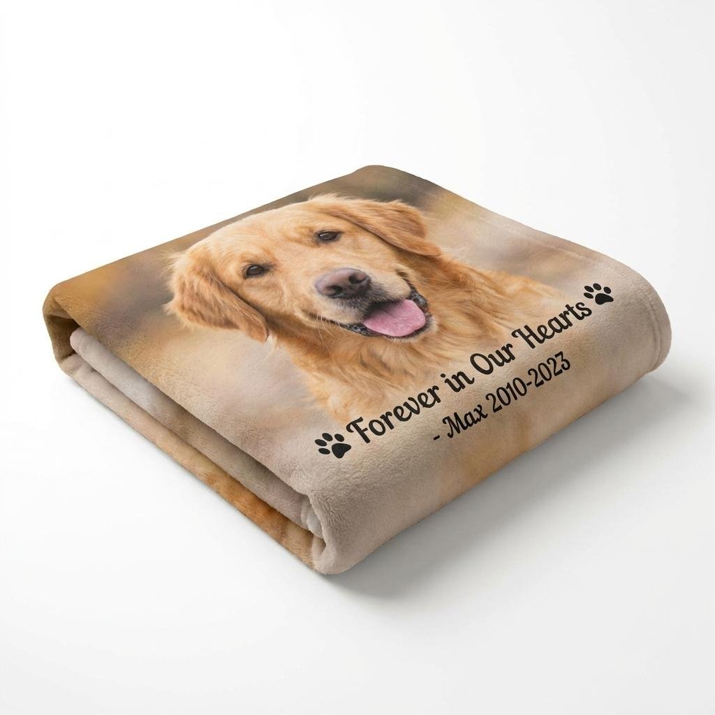 Personalized Dog Memorial Photo Blanket - Pet Loss Gift